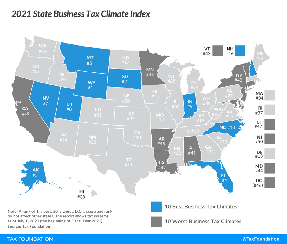 Alaska’s 2021 Business Tax Climate, Ranked Alaska Policy Forum